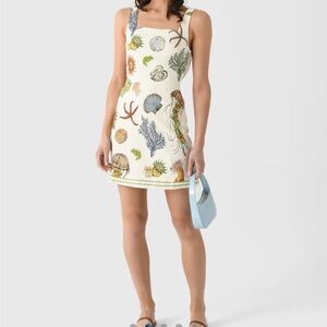 Alemais Sea Life Print Mini Dress - Cream and Multicolor